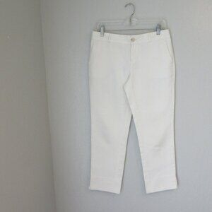 Banana Republic White Pebbled 4P Ankle Slacks Pockets